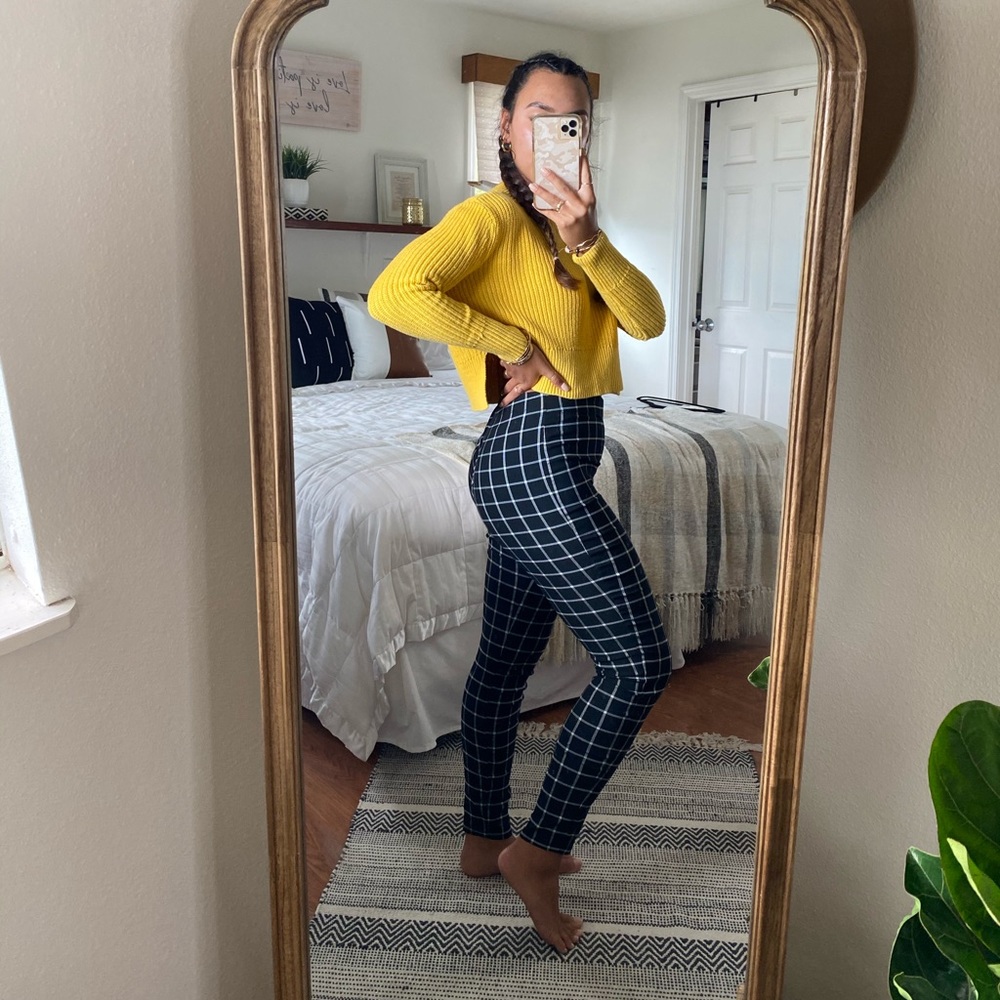 PacSun Black Windowpane Pants/Leggings